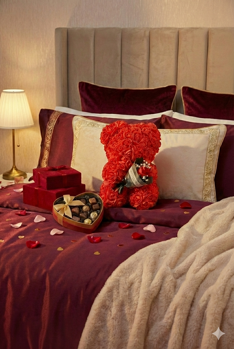 Ours en roses eternelles cadeau Saint Valentin