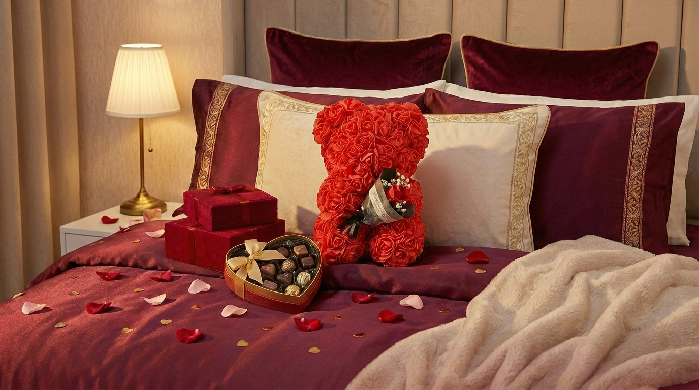 Ours en roses eternelles cadeau Saint Valentin